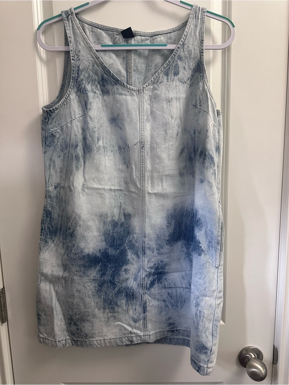 GAP Blue and White Tie-Dye Denim Shift Dress